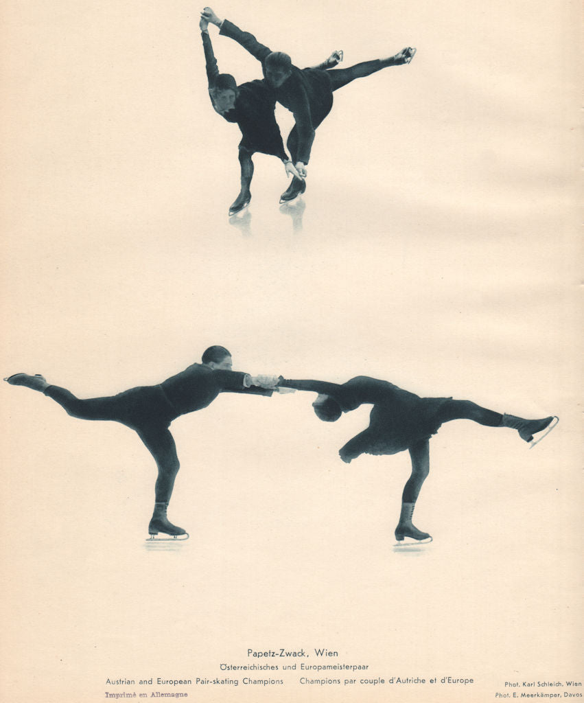 ICE FIGURE PAIR-SKATING. Papetz - Zwack - Austrian & European Champions (1) 1935